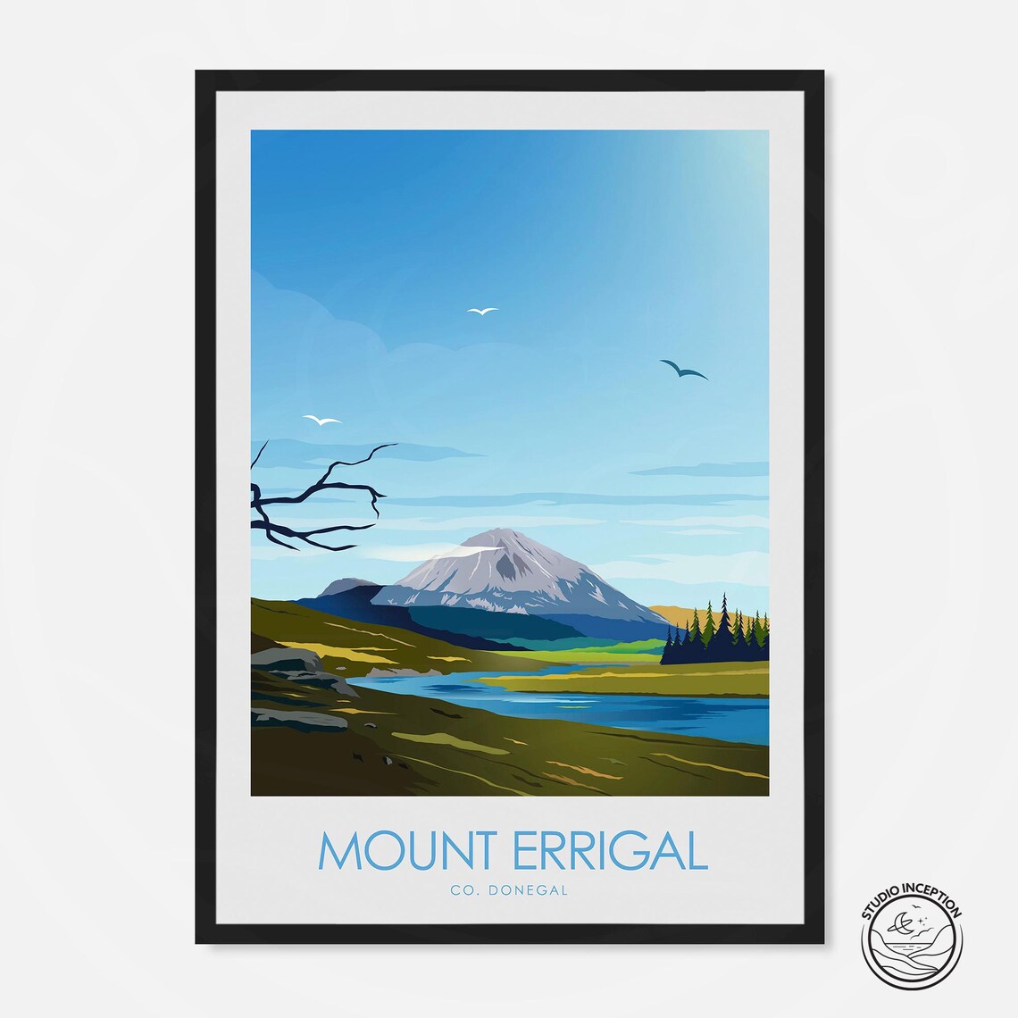 Mount Errigal Irish Travel Poster, Donegal Art Print