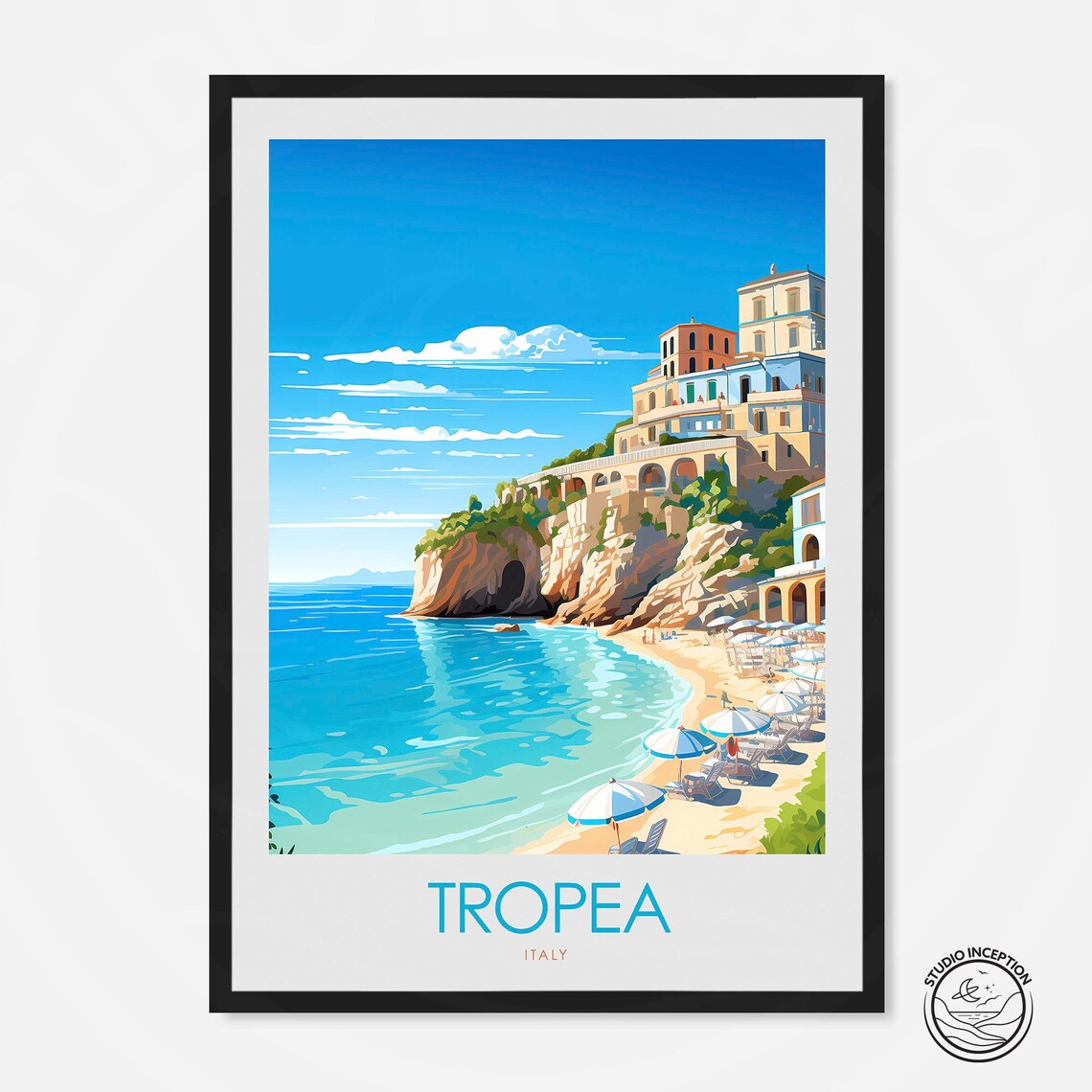 Tropea Beach Italy Travel Poster Art Print