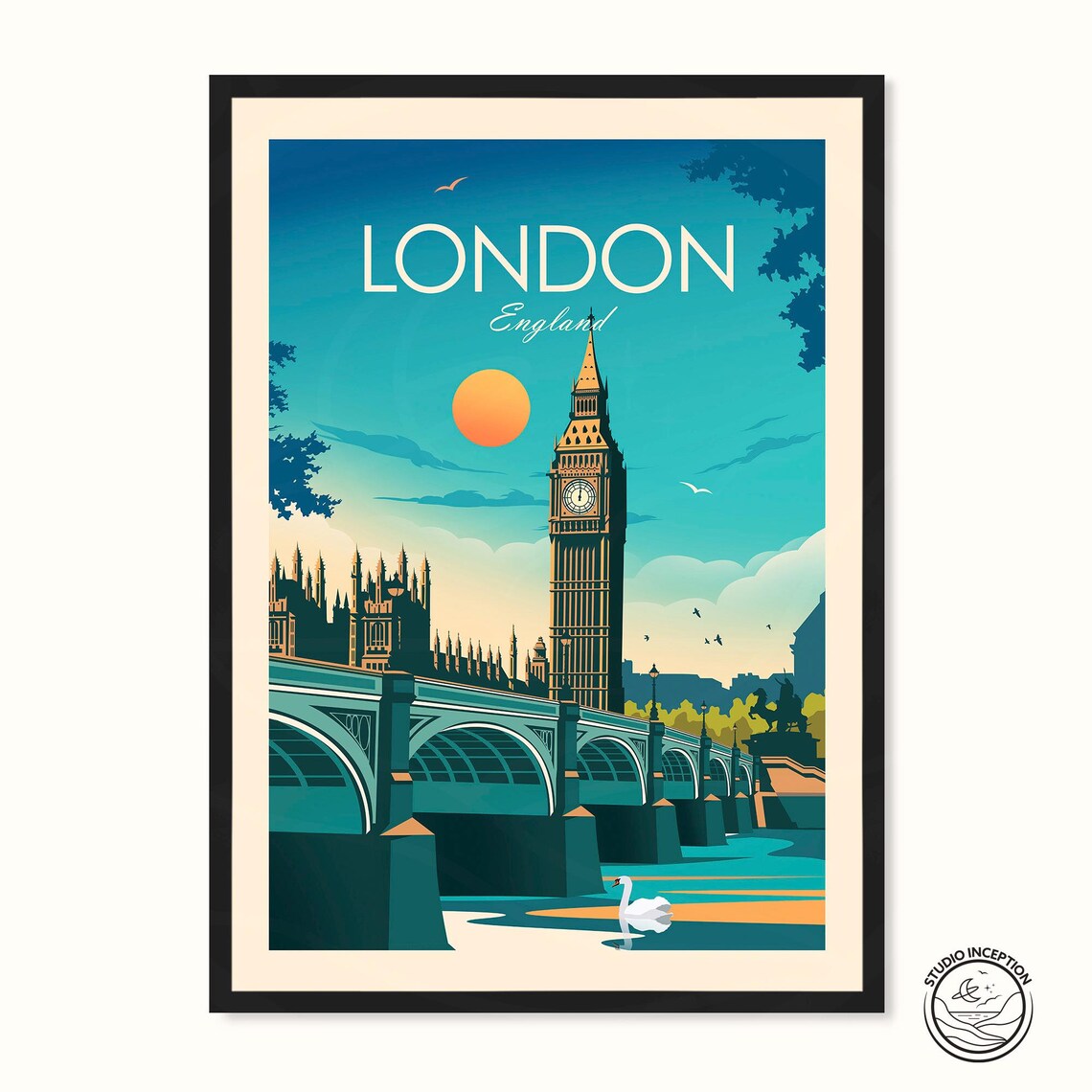 London Poster, Big Ben Travel Poster Print
