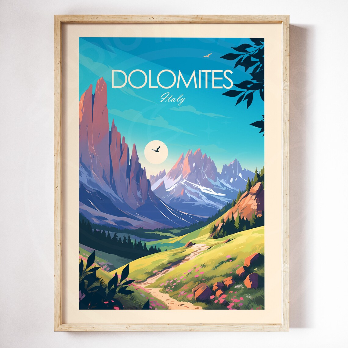 Dolomites Italy Travel Poster, Alps Landscape - Image 2