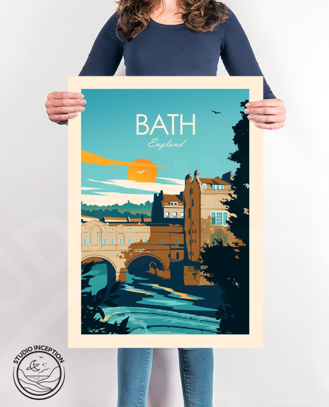 Bath, England Travel Poster, Pulteney Bridge - Image 2