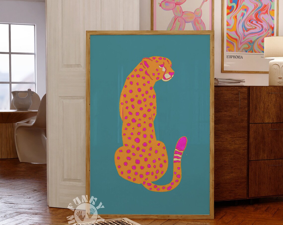 Cheetah Print Dopamine Poster, Maximalist Decor