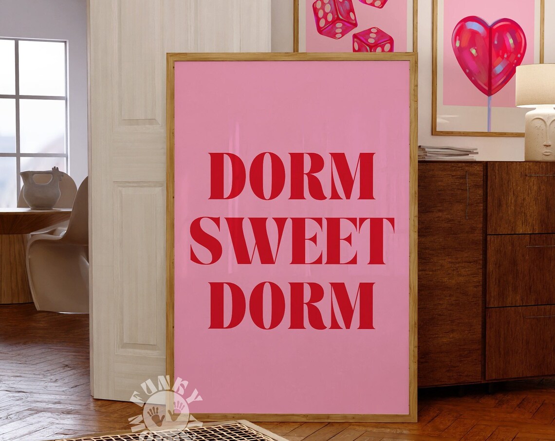 Dorm Sweet Dorm Pink Preppy Dorm Room Art Print