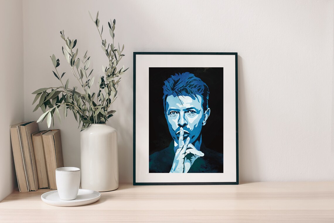 David Bowie Blue Pop Art Portrait Rock Music Legend Icon Poster - Image 2