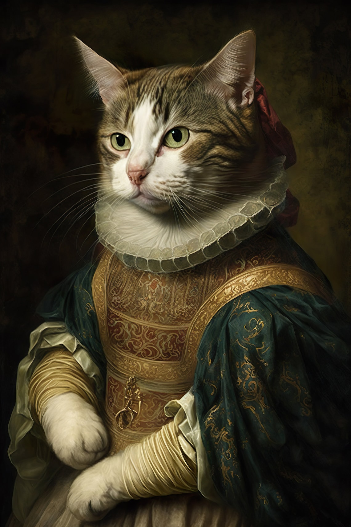 Aristocratic Cat Renaissance Style Art Print