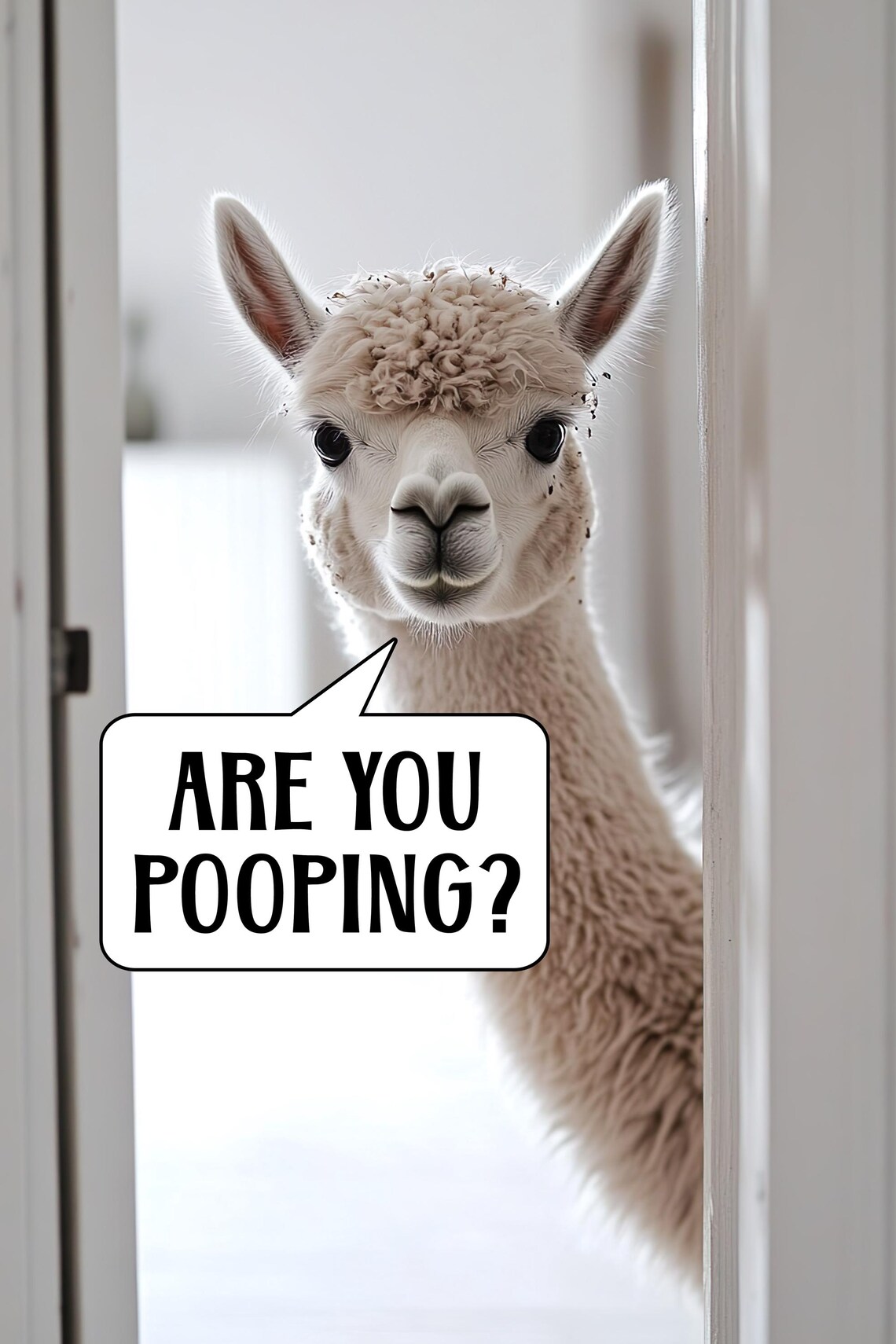 Cheeky Are You Pooping Alpaca Funny Bathroom Animal Humor Poster - Image 2