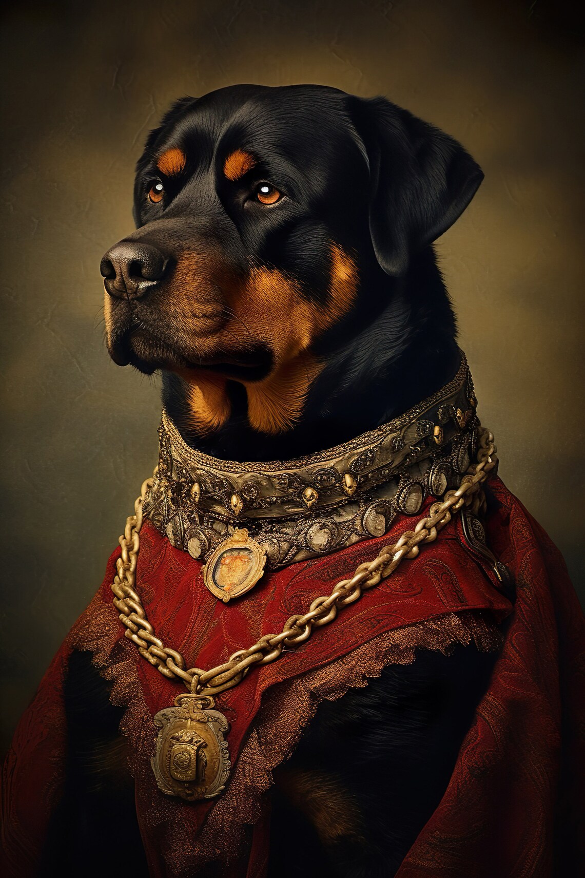 Aristocratic Rottweiler Renaissance Dog Portrait Art Print