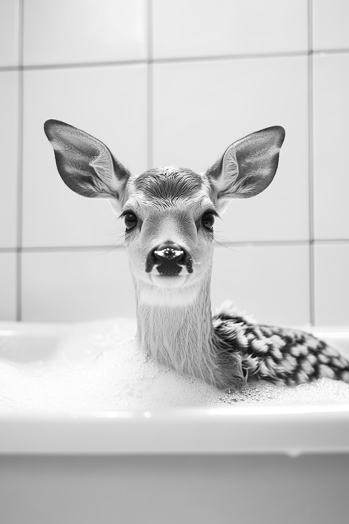 Deer In The Bathtub Funny Bathroom Art Print - Image 2