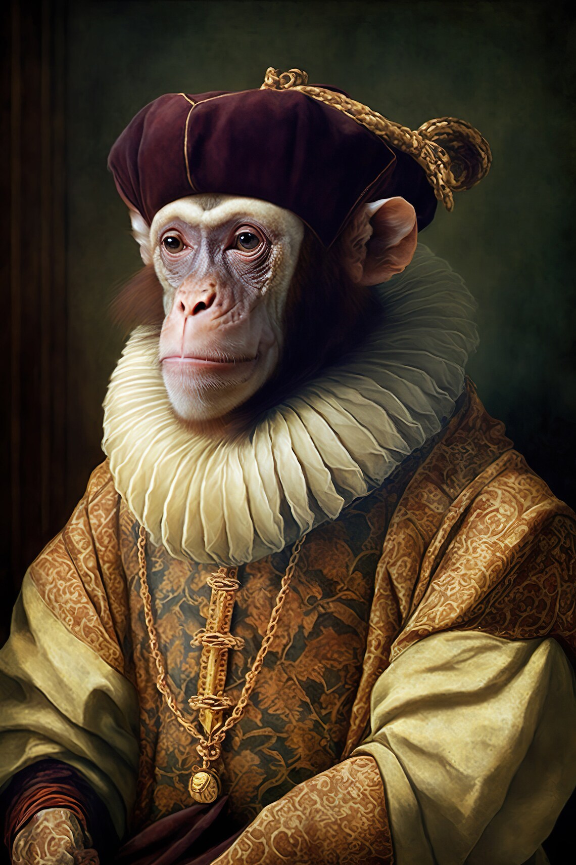 Aristocratic Monkey Renaissance Portrait Art Print