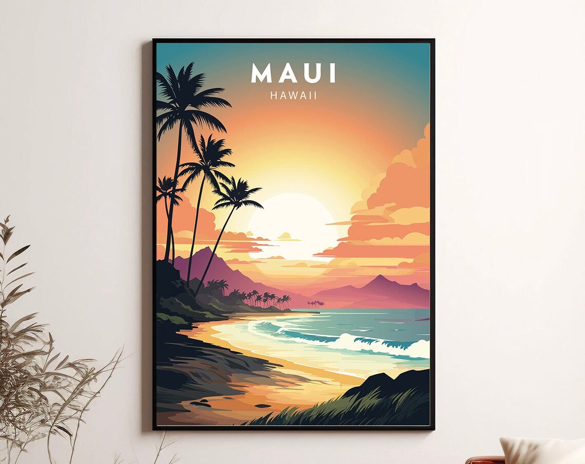 Maui Hawaii Travel Poster, Lahaina Wall Decor - Image 3