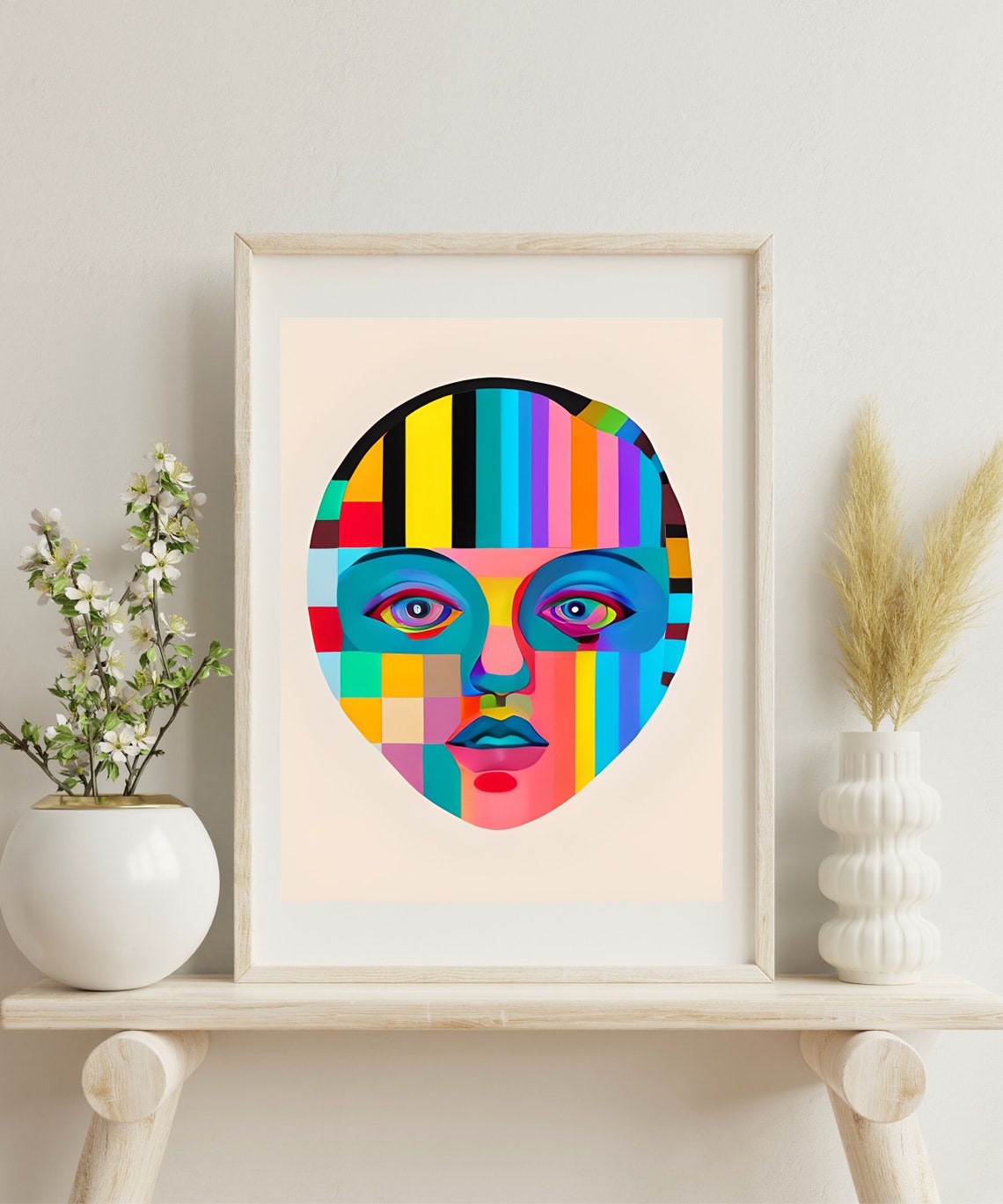Shades Striped Color Face Mask Rainbow Eyes Abstract Art Print - Image 2