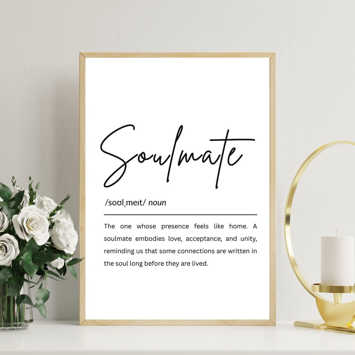 Soulmate Definition Typography Art Romantic Minimalist Wall Poster