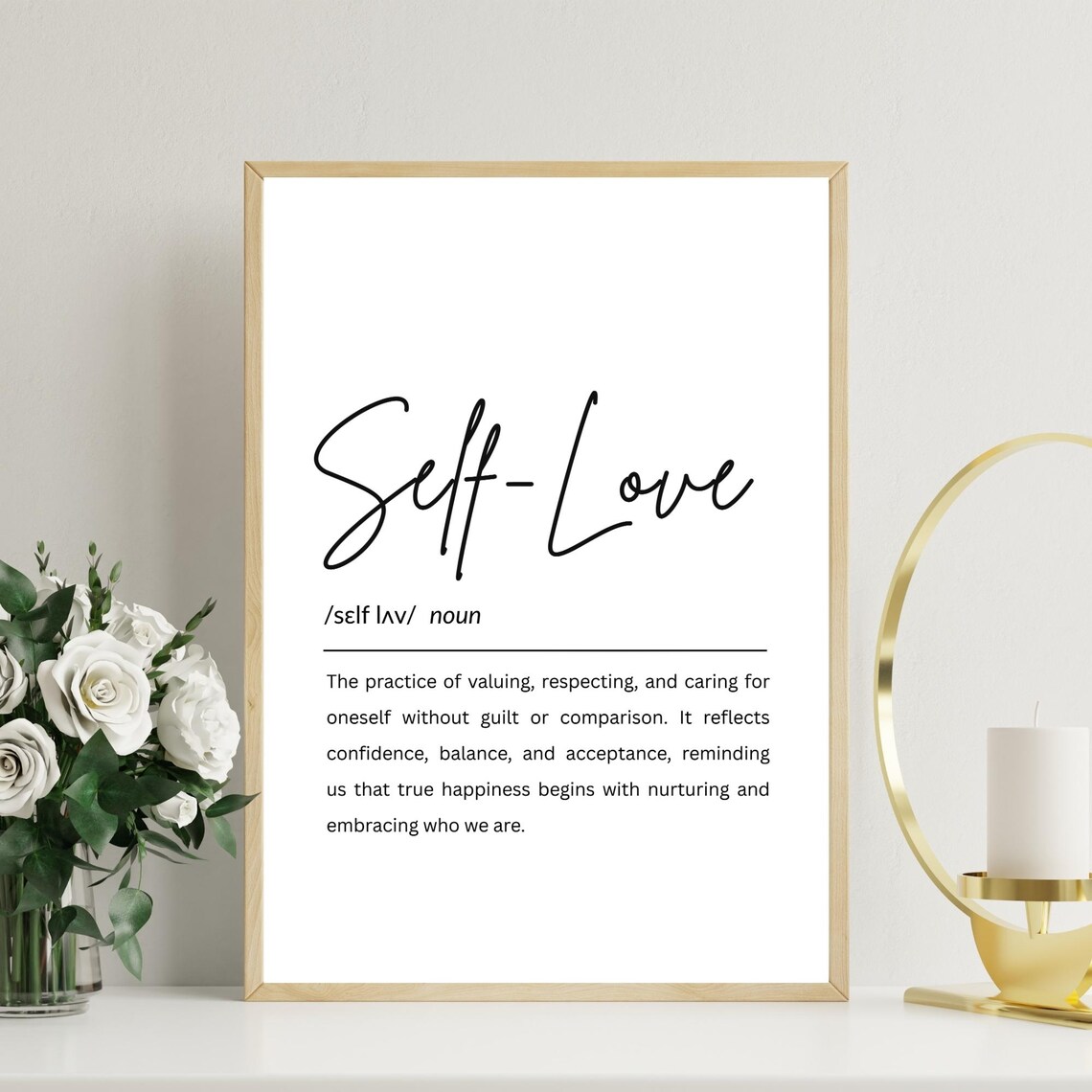 Selflove Definition Art Print Inspirational Typography Poster
