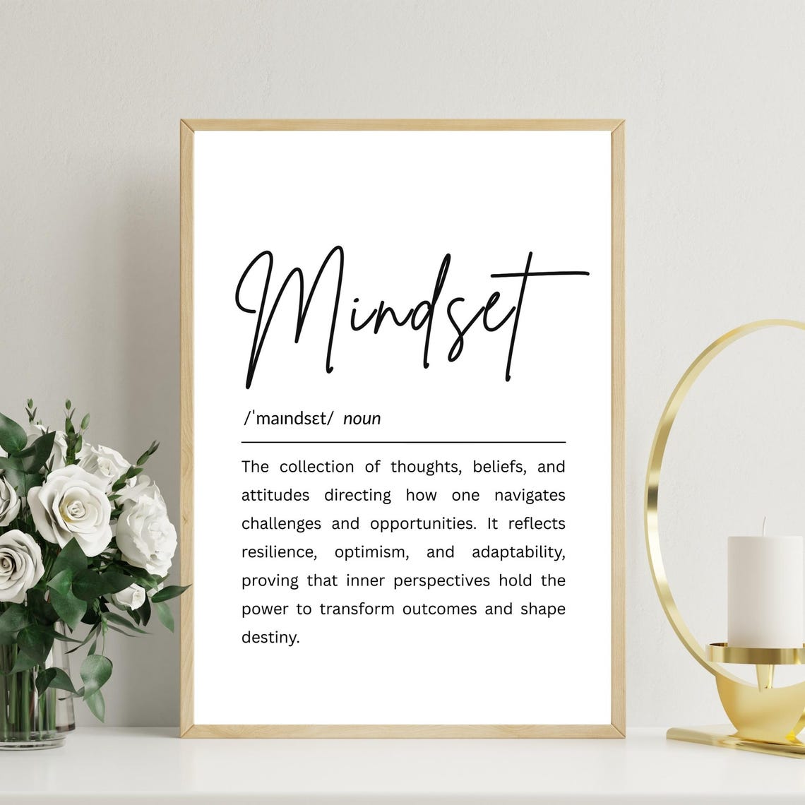 Mindset Definition Print Motivational Wall Art For Home Or Office