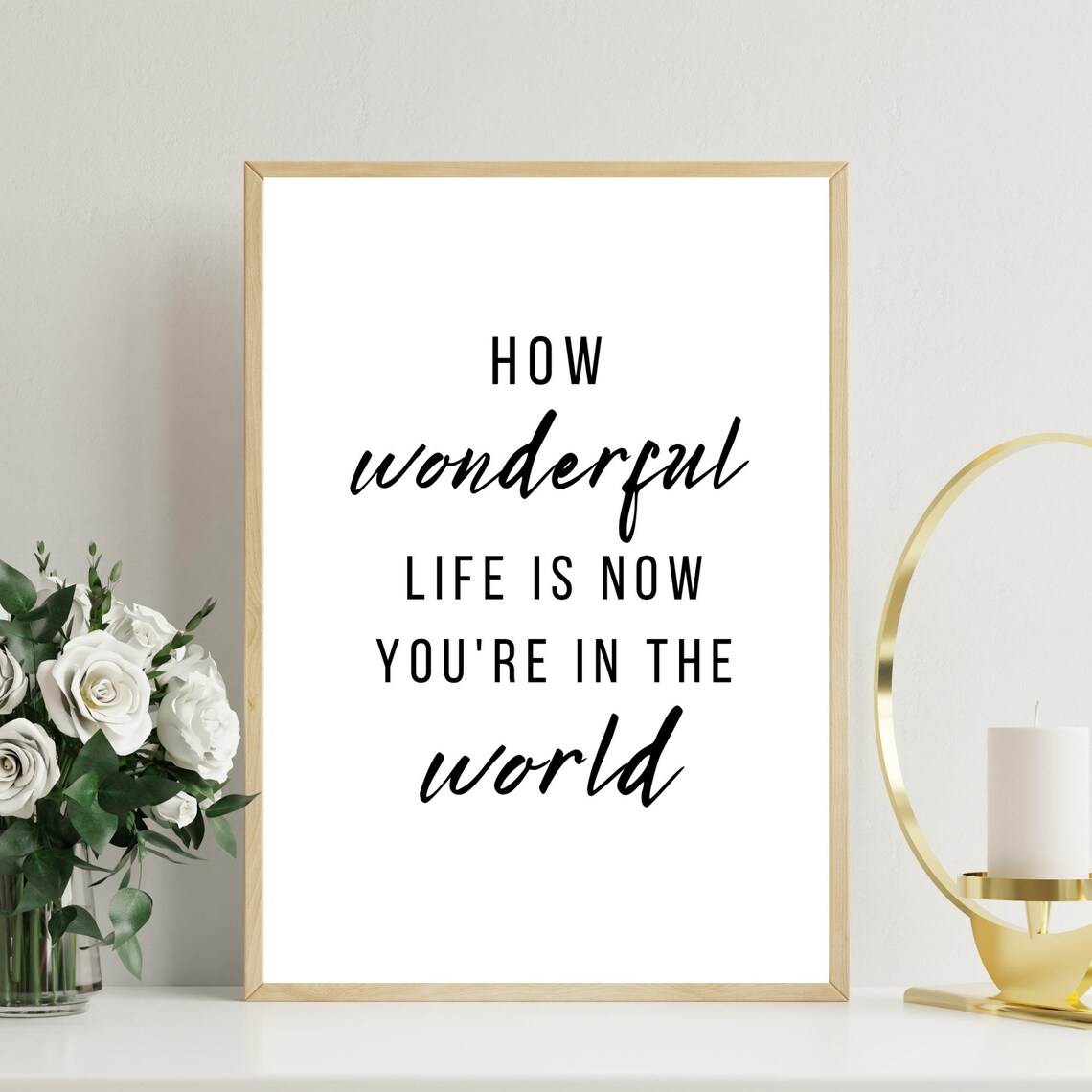How Wonderful Life Is Now Youre In The World Nursery Quote Poster