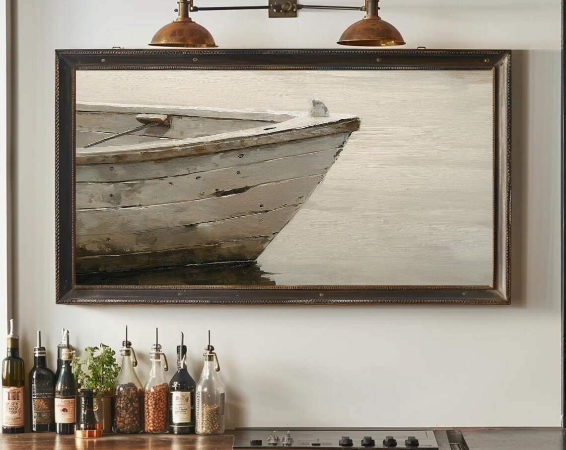 Weathered White Wooden Boat Bow Close Up Nautical Detail Poster