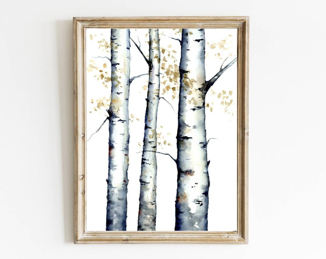 Aspen Tree Print, Birch Forest Watercolor