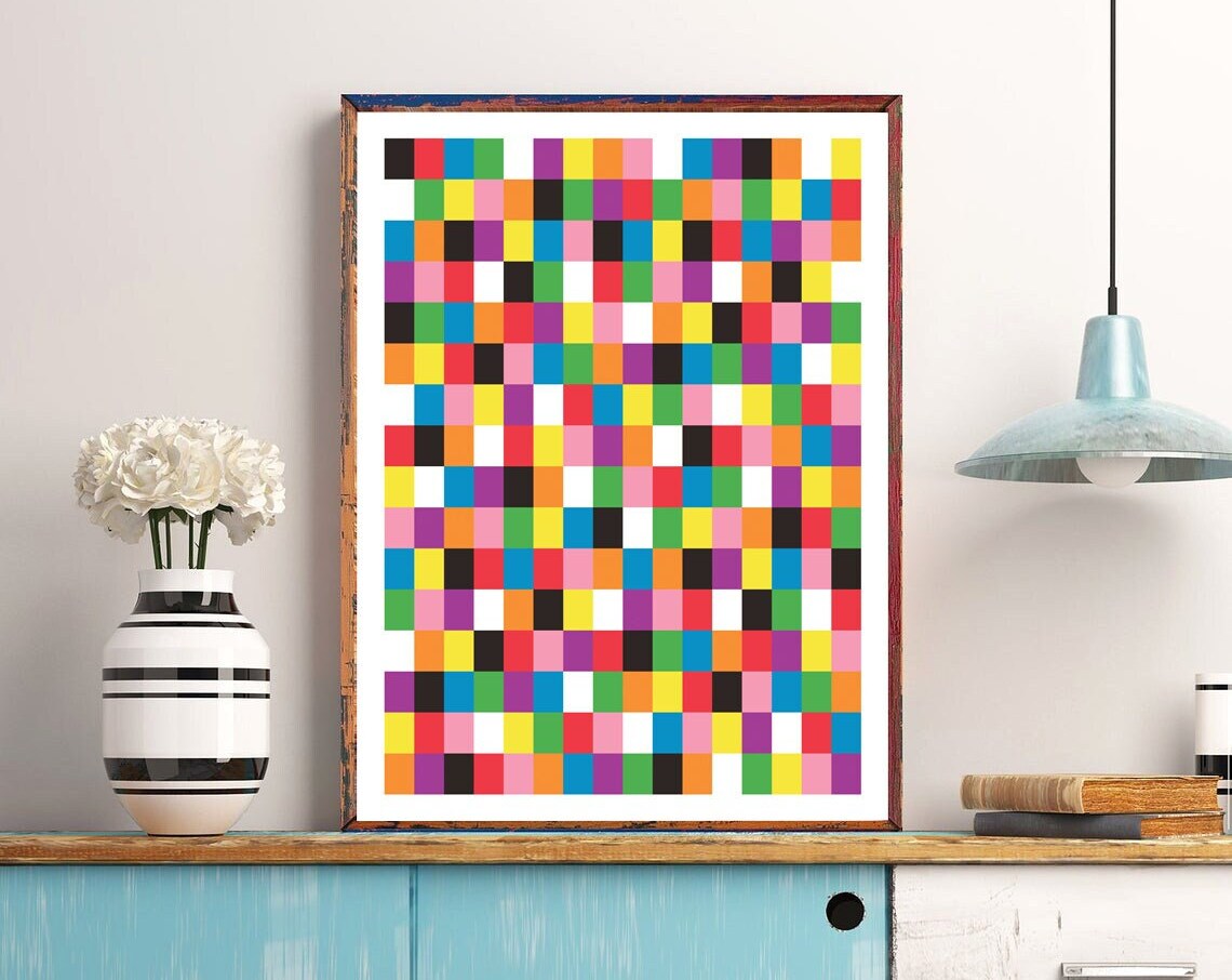 Checkered Prints Funky Geometric Poster, Modern Abstract - Image 2