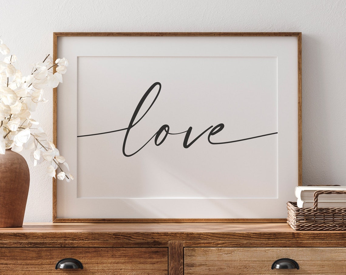 Love Oversized Script Calligraphy Romantic Minimalist Wall Poster