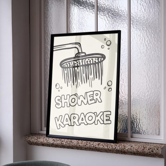 Shower Karaoke Typography Print Fun Bathroom Wall Art Bold Musicinspired Poster Modern Home Decor For Lovers En Suite