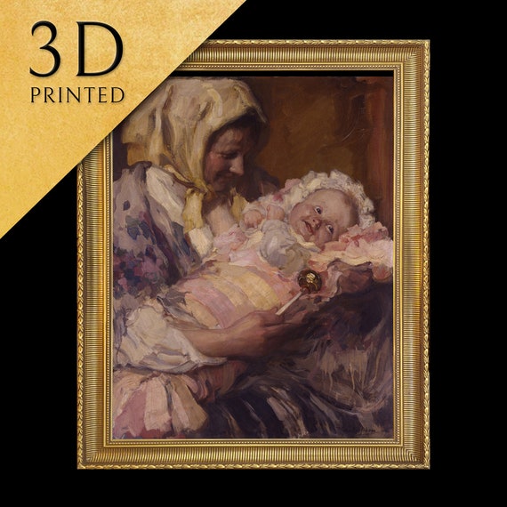 Mother And Child By Hans Looschen 3d Printed With Texture And Brush Strokes Looks Like Original Oil Painting