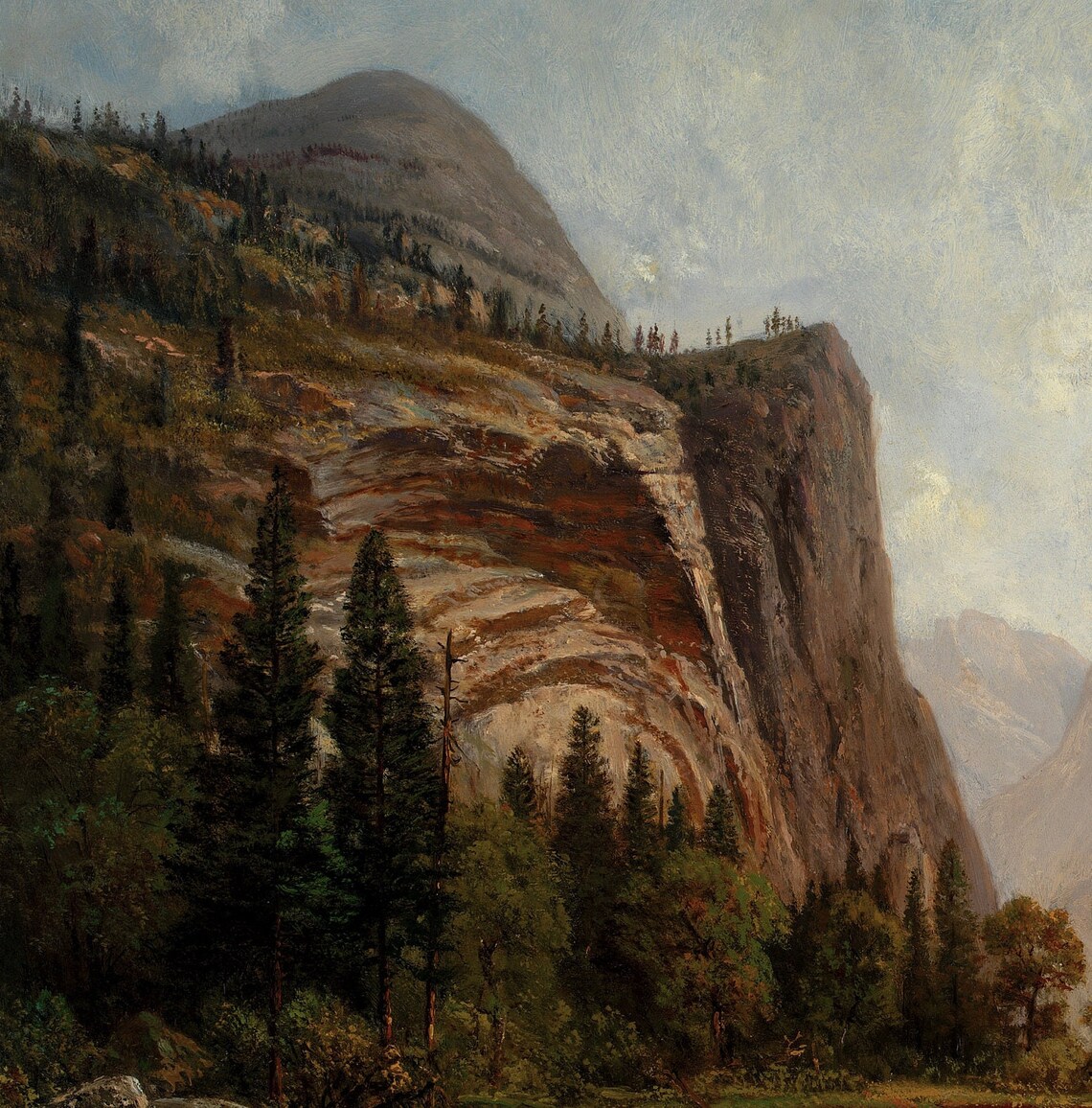 Grand Mountain Valley River and Pine Forest Landscape Art Poster - Image 3