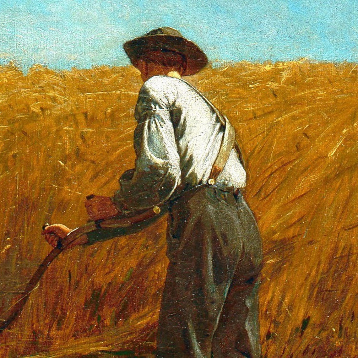 Farmer With Scythe Golden Wheat Field Vintage Harvest Art Print - Image 2