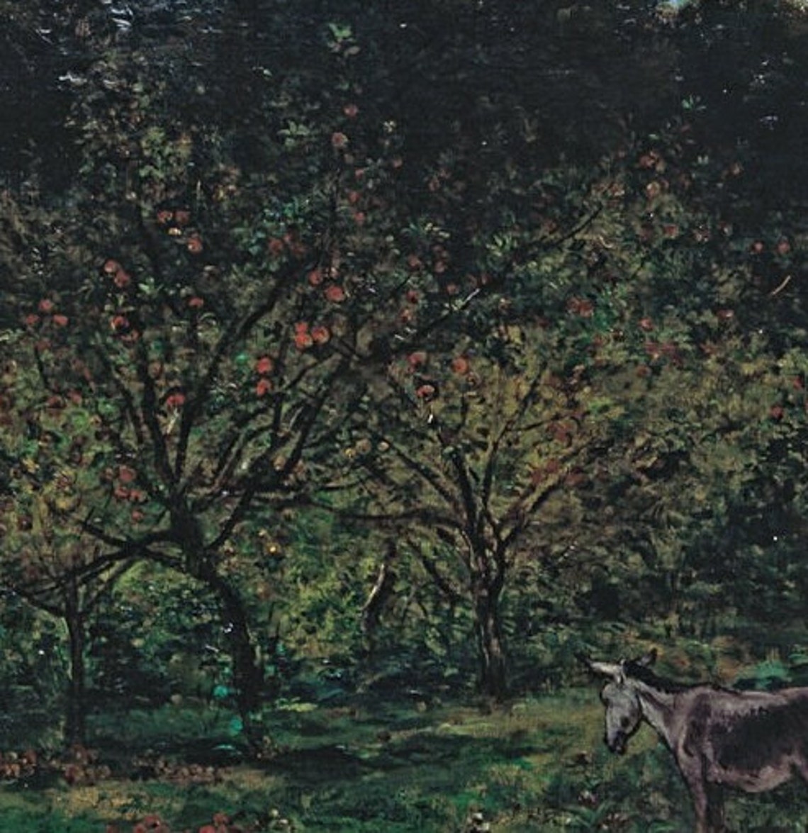 Romantic Woodland Landscape with a Grazing Animal Under Clouds Poster - Image 2
