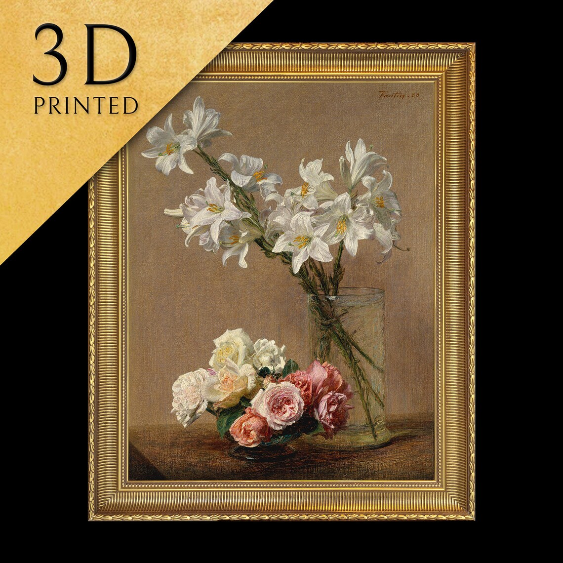 Henri Fantin Latour Roses and Lilies Elegant Still Life Poster