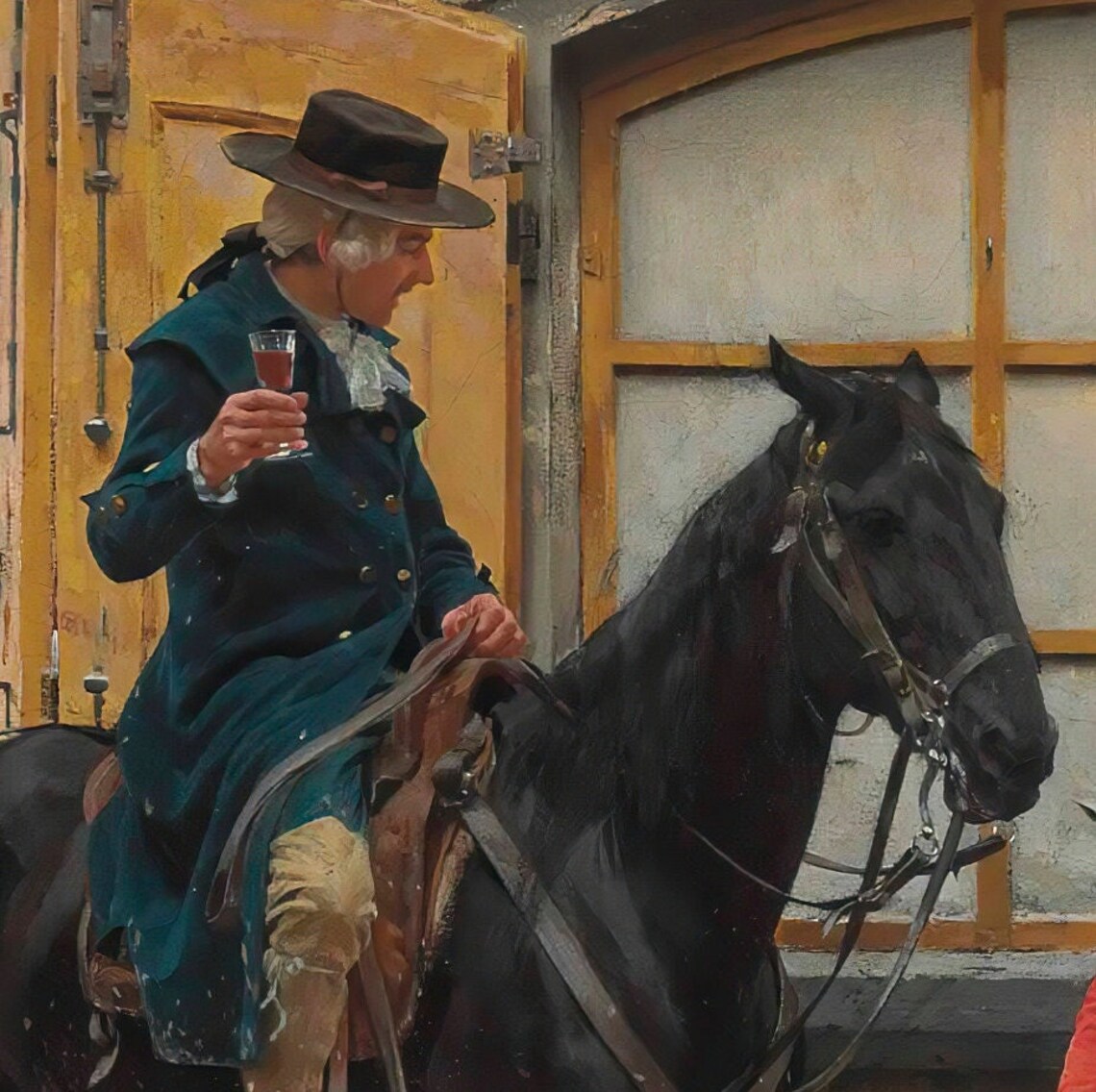 Italian Street Scene with a Horseman Outside a Village Inn Poster - Image 2