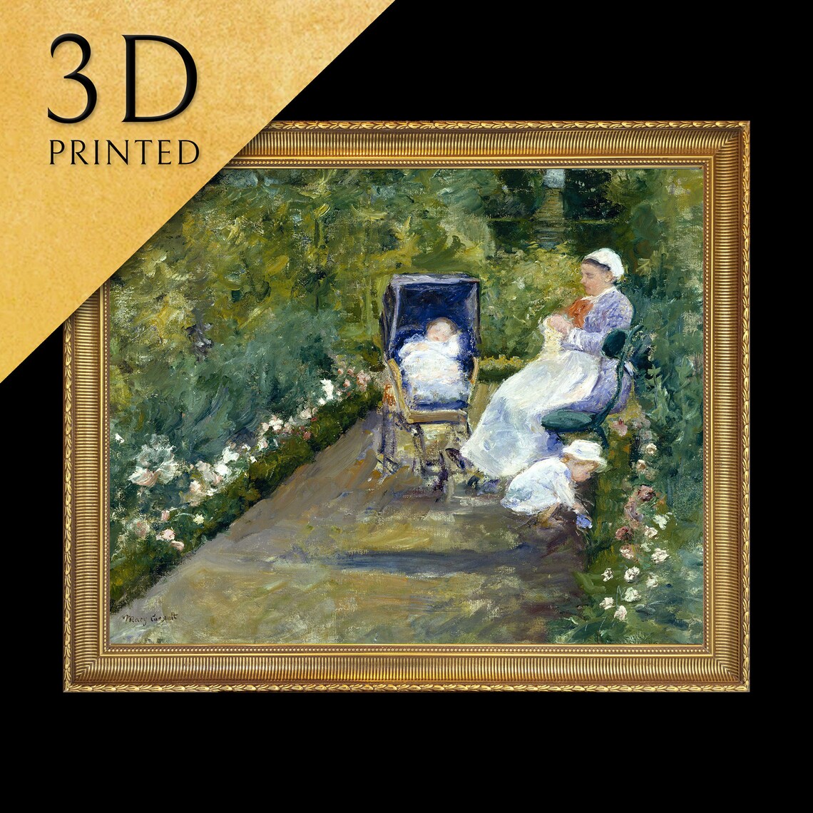 Mary Cassatt Nursemaid With Baby Carriage in a Garden Art Poster