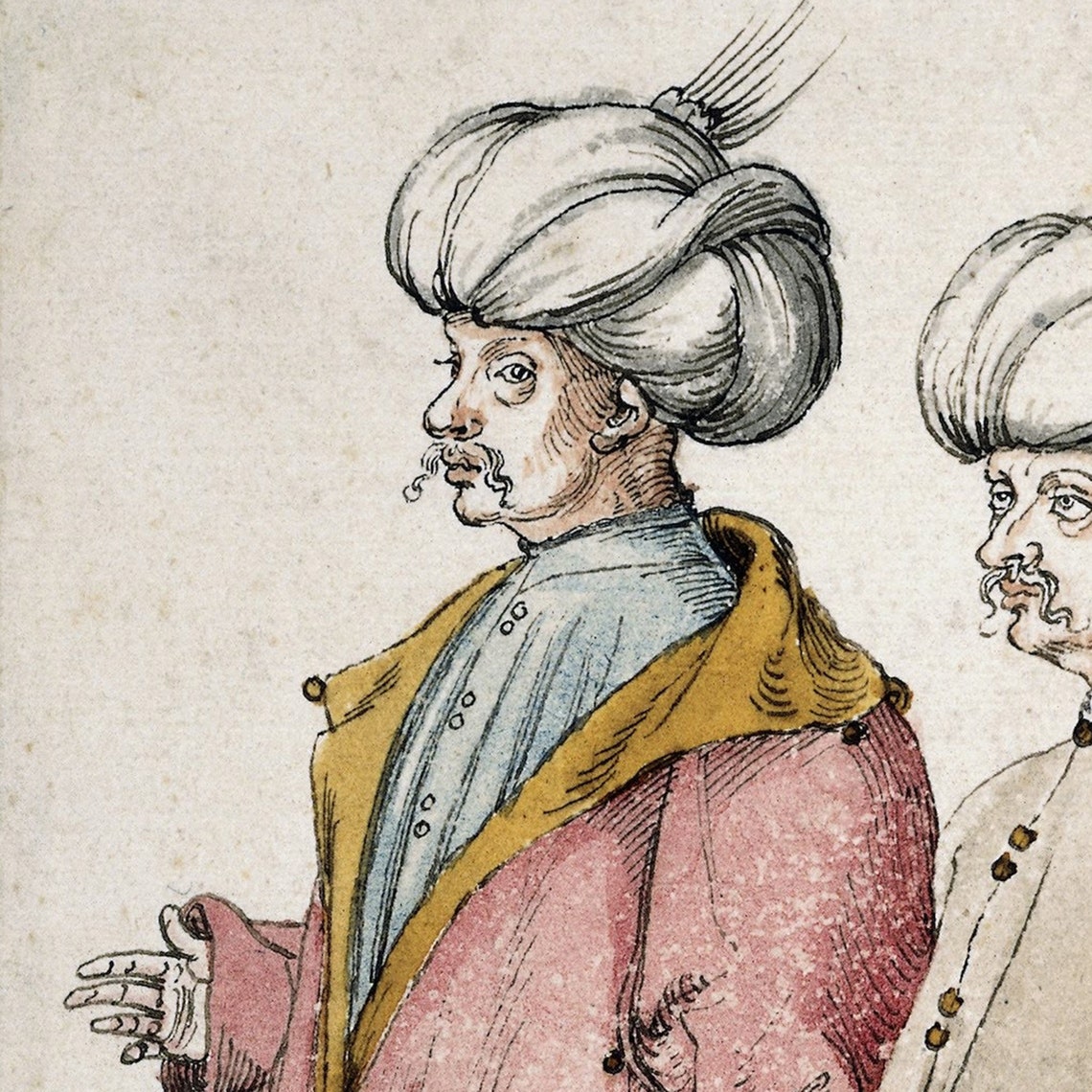 Albrecht Durer Three Orientals 1514 Turban Costume Study Vintage Print - Image 3