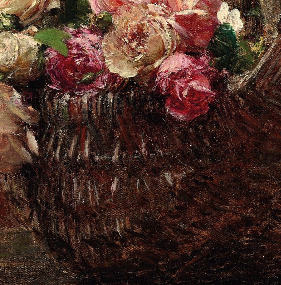 Henri Fantin Latour Basket Of Roses Textured Floral Art Poster - Image 2