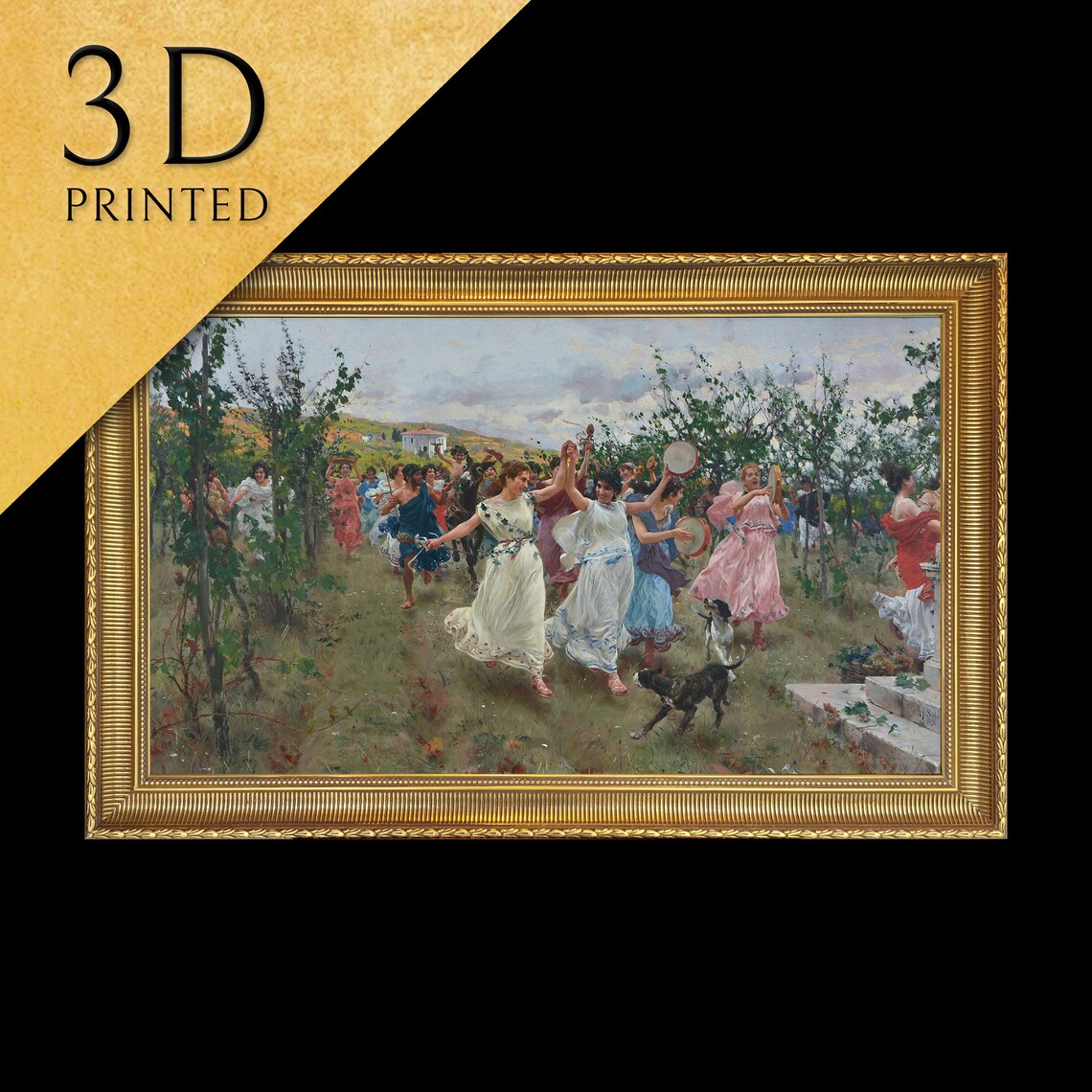 Italian Harvest Festival Dance with Tambourines in a Vineyard Poster
