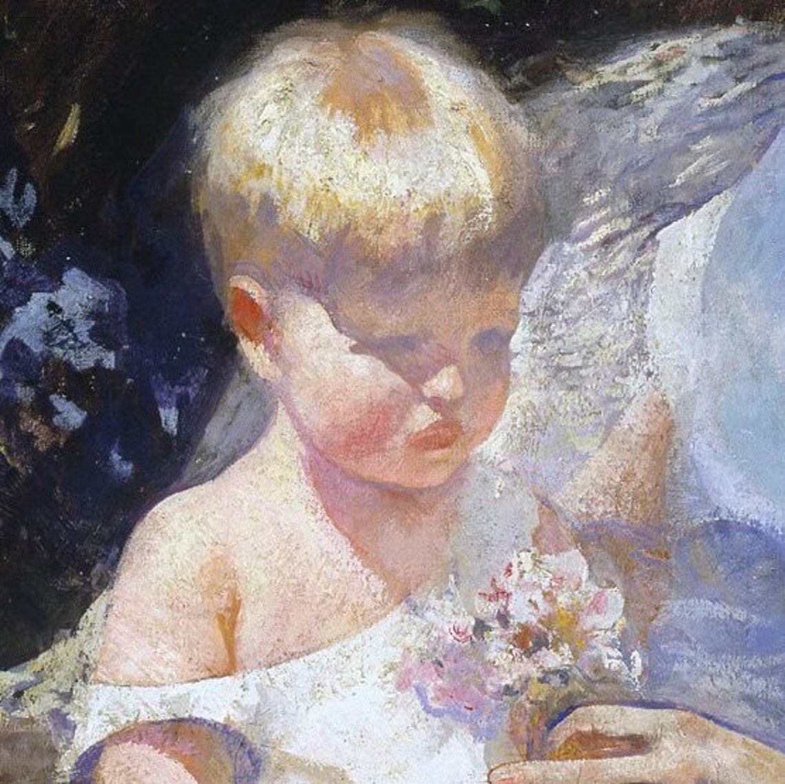 Mother and Young Child Seated in a Sunlit Garden Impressionist Poster - Image 3