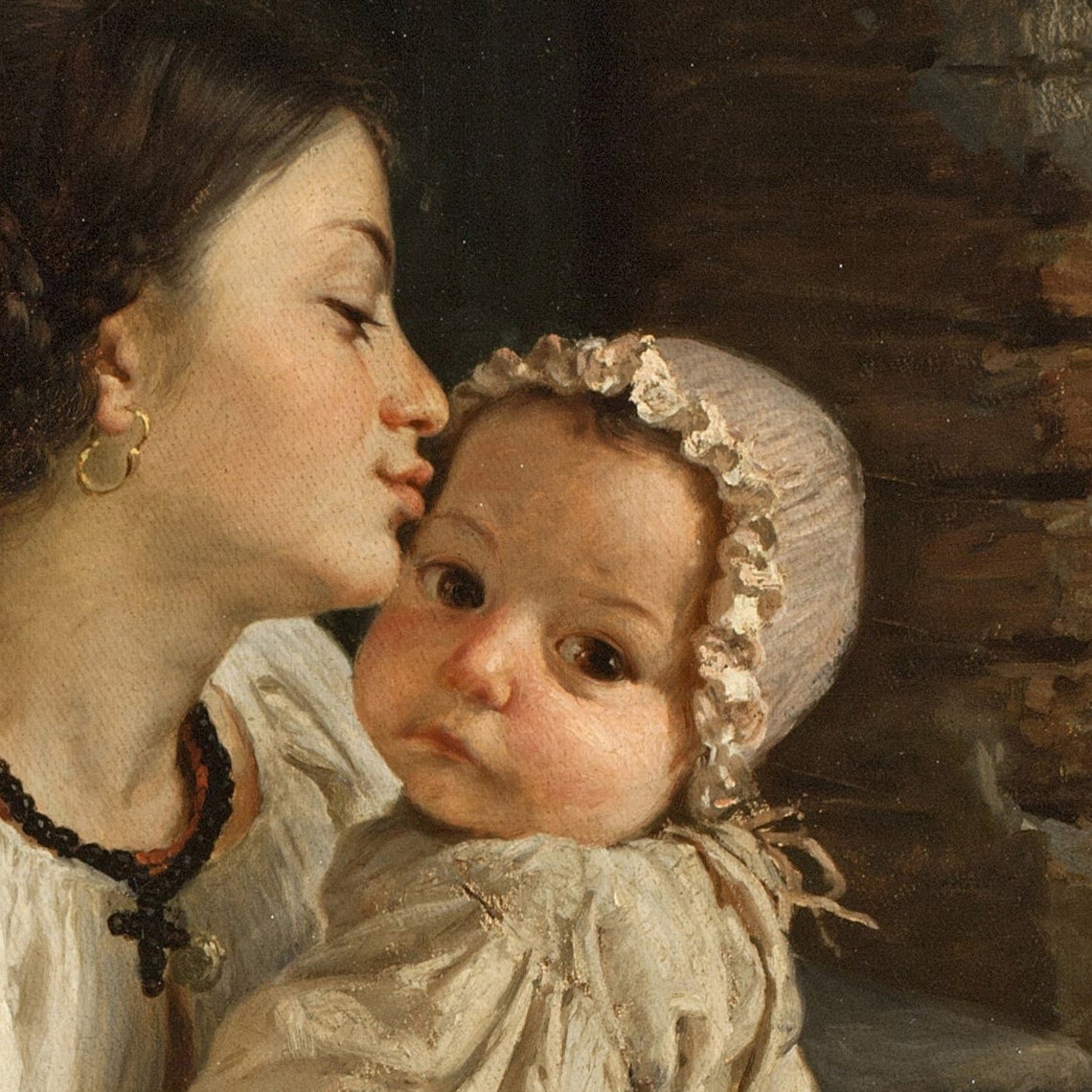 A Mother with Her Child by Cecrope Barilli Tender Kiss Scene Poster - Image 2