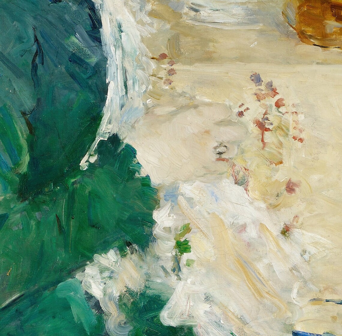 Berthe Morisot Woman Sewing Green Dress Domestic Impressionist Poster - Image 2