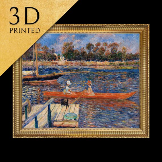 Renoir Children in a Red Canoe by a Wooden Dock River Poster