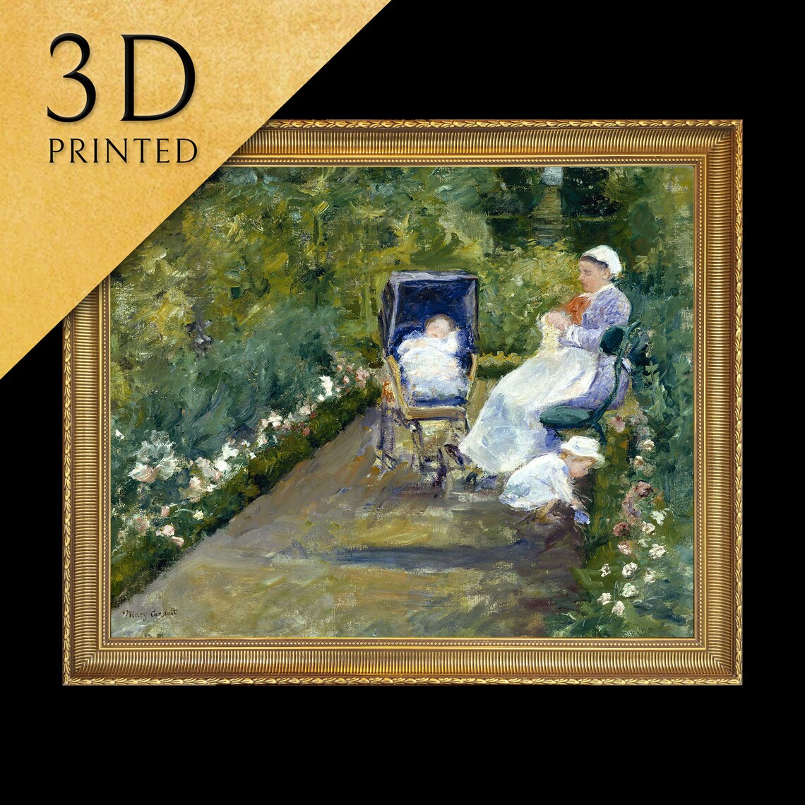 Mary Cassatt Children in a Flower Garden with a Baby Carriage Poster