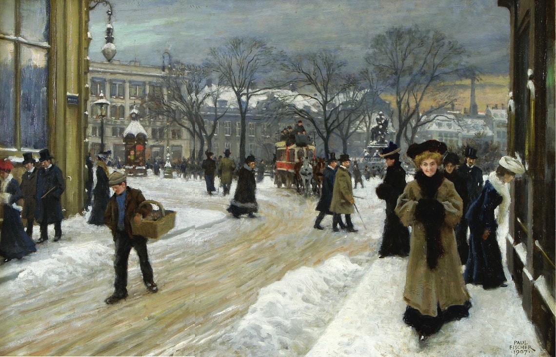 Paul Fischer Winter Day Kongens Nytorv Snowy Street Scene Poster - Image 3