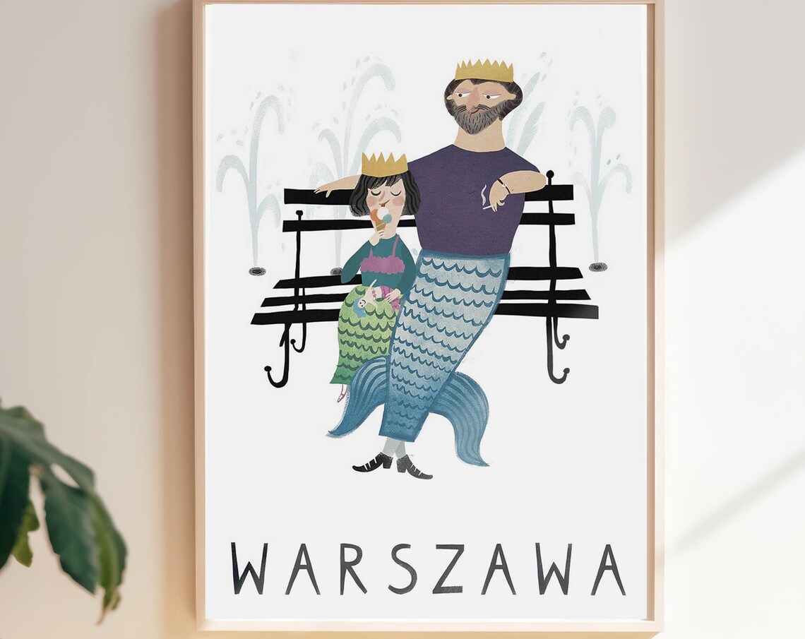 Warszawa Warszawska Syrenka Poland Travel Poster