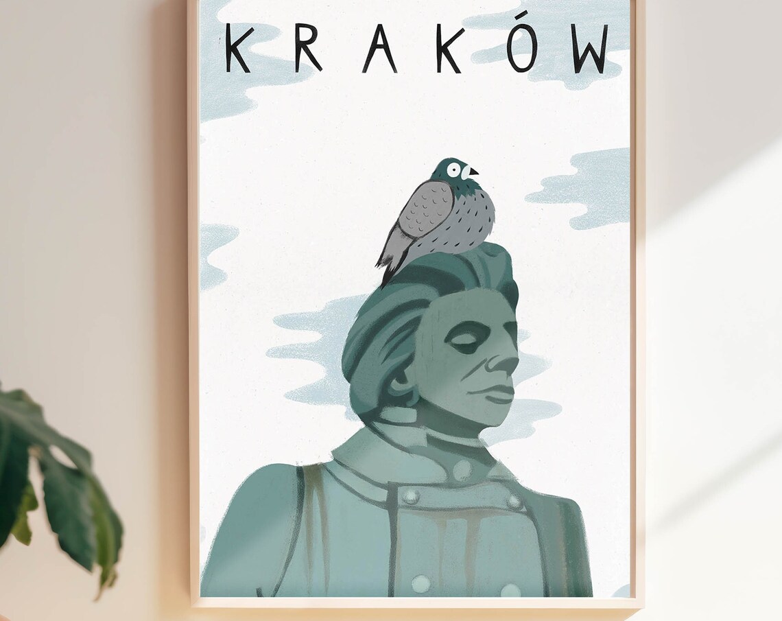 Krakow Cracow Poland Vintage Travel Poster