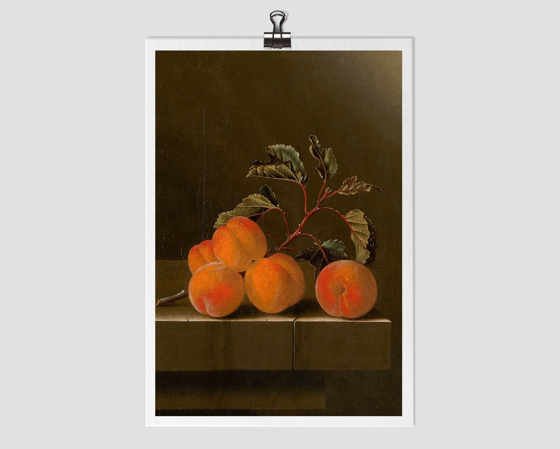 Five Peaches Vintage Still Life Kitchen Art Print