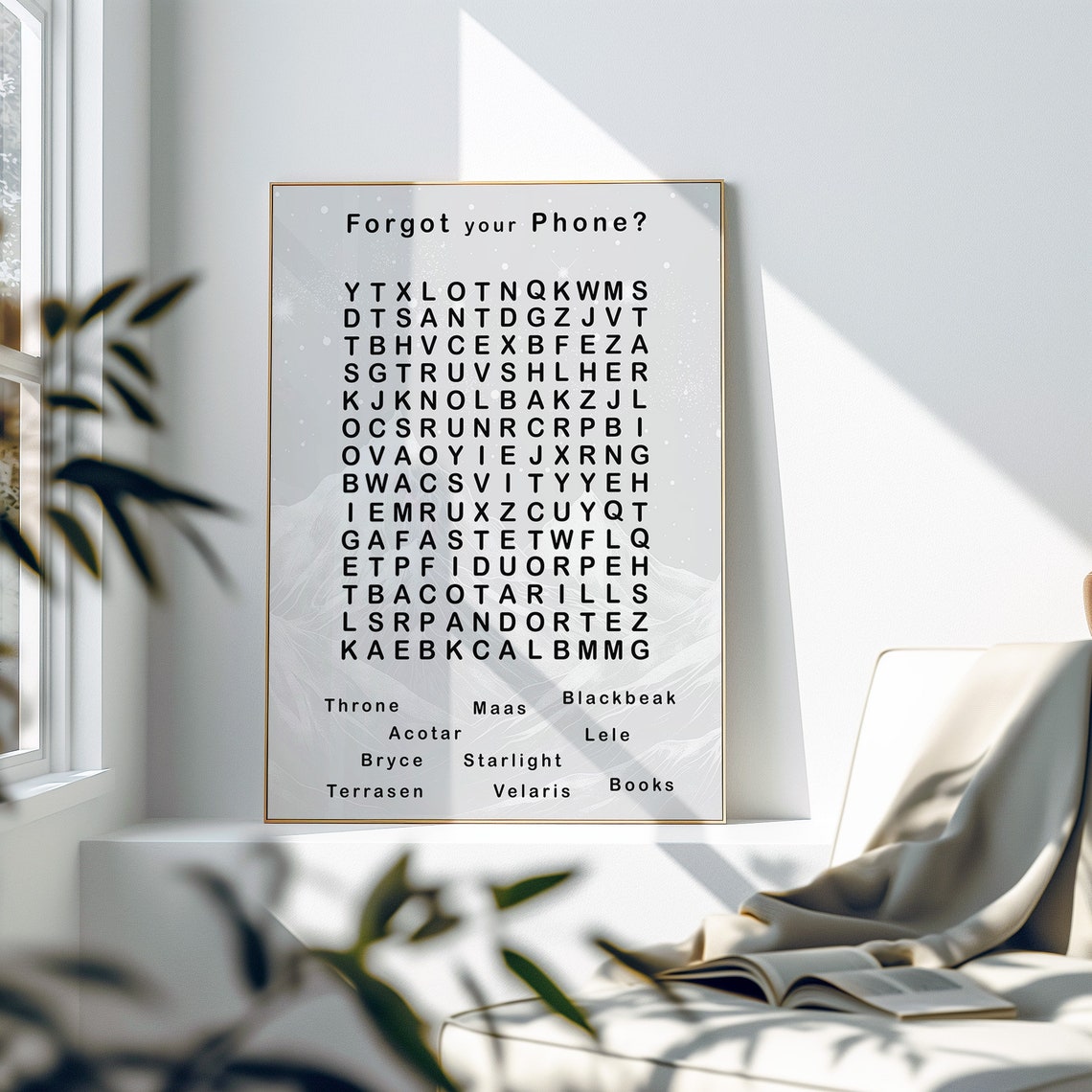 Forgot Your Phone Sarah J Maas Book Word Search Puzzle Wall Poster - Image 2