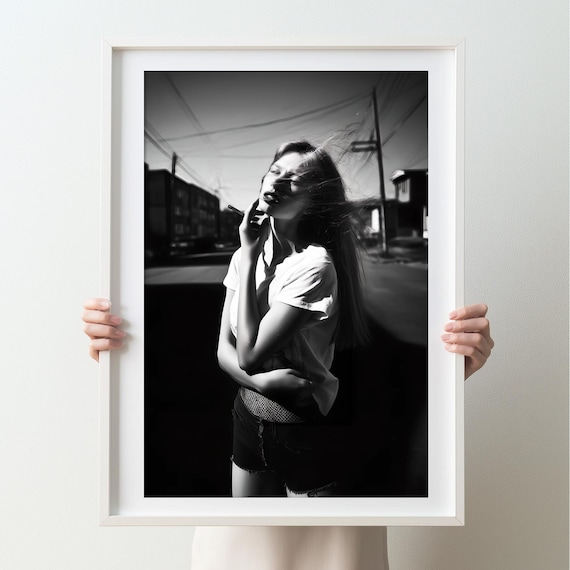 Woman On The Street Fine Art Black And White Photography Vintage Fashion Wall Print Home Decor