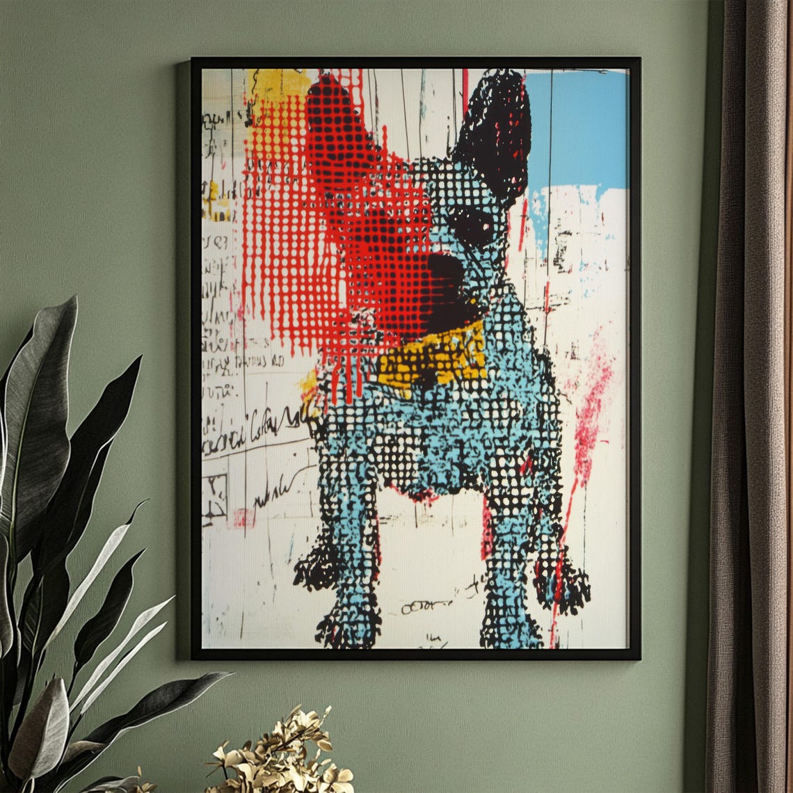 French Bulldog Pop Art Print Grunge Retro Dog Wall Art Bold Halftone Collage Instant - Image 5