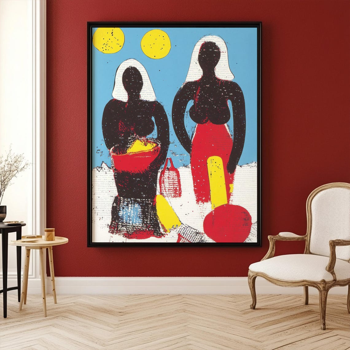 Bold Retro Surrealism Art Vintage Grunge Collage Print Abstract Beach Scene Instant Wall Art - Image 3