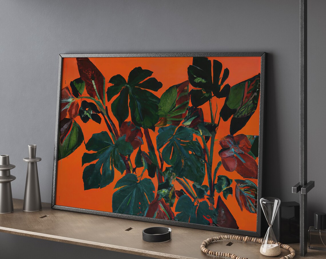 Botanical Oil Painting Tropical Leaves Art Print
