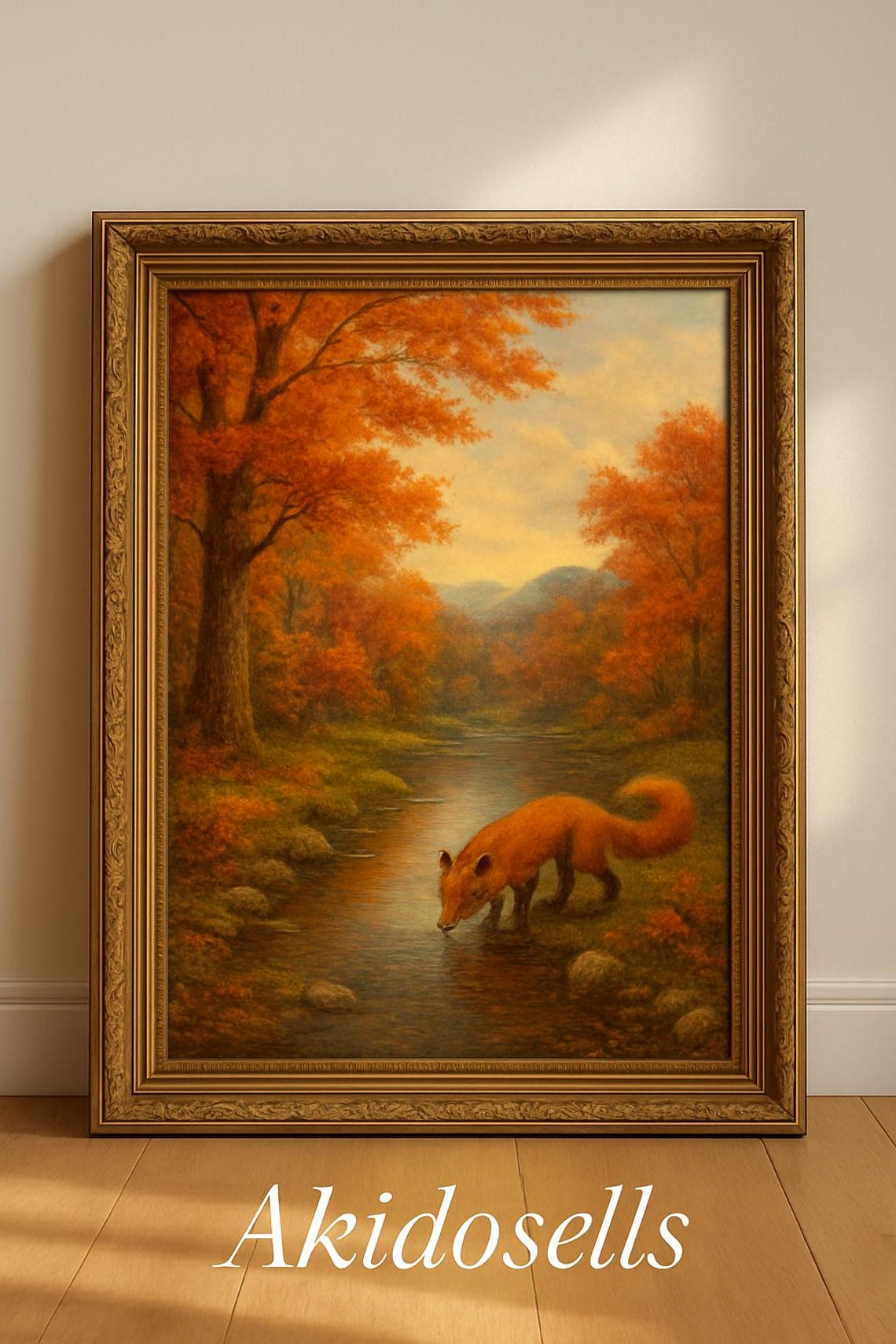 Fox Autumn Landscape Cozy Fall Wall Art
