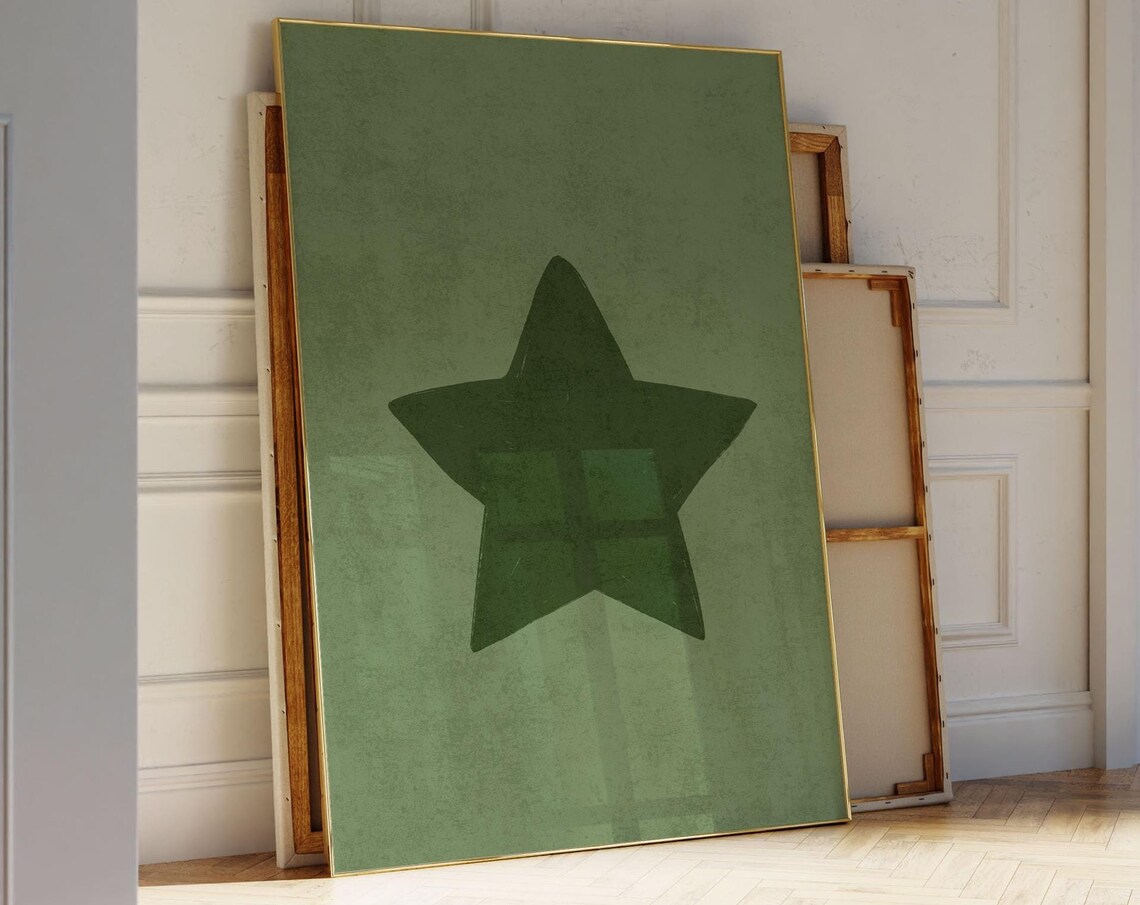 Retro Hand Drawn Star, Vintage Trendy Decor